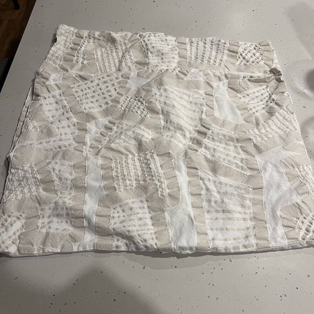 West Elm Modern Geo Standard Shams Set Of 2 White beige neutral farmhouse boho